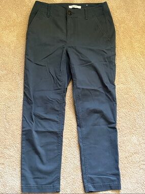 Women’s Monroe Slim Mid Rise Grey  Charcoal Chino Pants - Casual Straight Fit